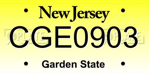 CGE0903 New Jersey License Plate