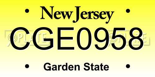 CGE0958 New Jersey License Plate