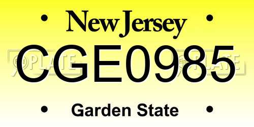CGE0985 New Jersey License Plate