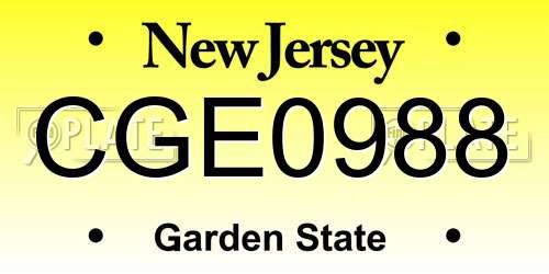 CGE0988 New Jersey License Plate