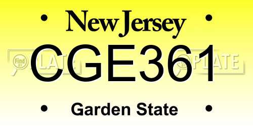 CGE361 New Jersey License Plate