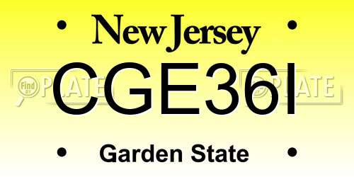 CGE36I New Jersey License Plate