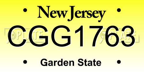 CGG1763 New Jersey License Plate