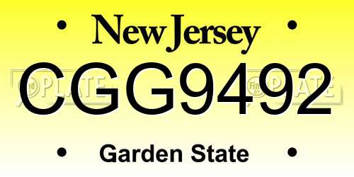 CGG9492 New Jersey License Plate