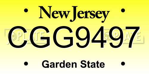 CGG9497 New Jersey License Plate