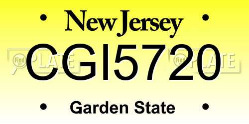 CGI5720 New Jersey License Plate