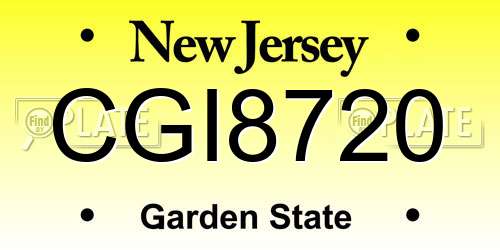 CGI8720 New Jersey License Plate