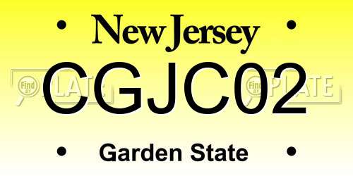 CGJC02 New Jersey License Plate