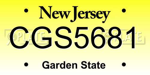 CGS5681 New Jersey License Plate