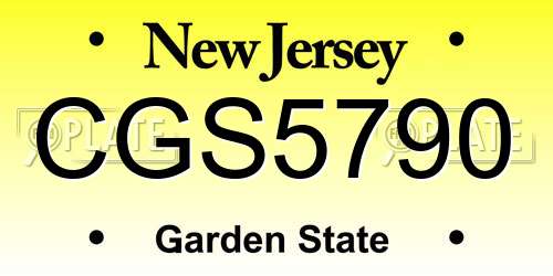 CGS5790 New Jersey License Plate
