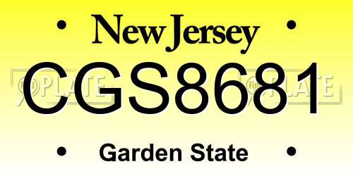 CGS8681 New Jersey License Plate