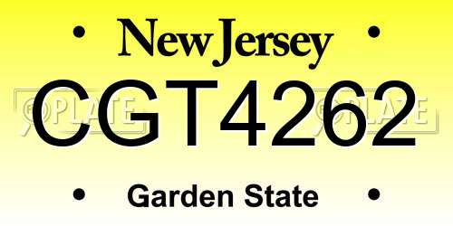 CGT4262 New Jersey License Plate