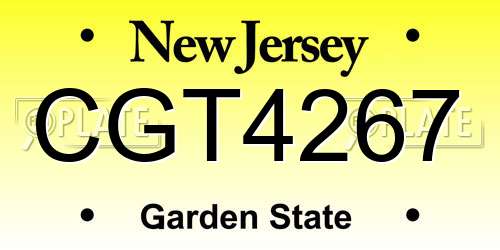 CGT4267 New Jersey License Plate