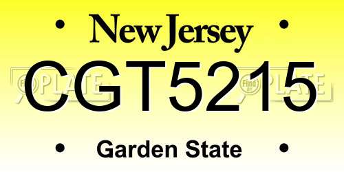 CGT5215 New Jersey License Plate