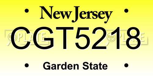 CGT5218 New Jersey License Plate