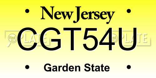 CGT54U New Jersey License Plate