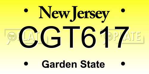 CGT617 New Jersey License Plate