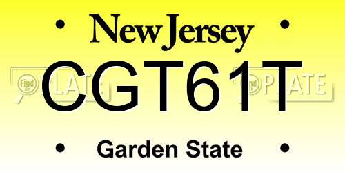 CGT61T New Jersey License Plate