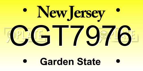 CGT7976 New Jersey License Plate