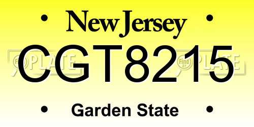 CGT8215 New Jersey License Plate