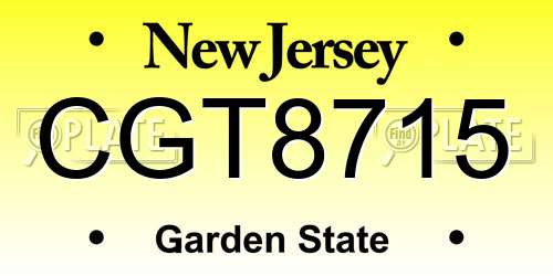 CGT8715 New Jersey License Plate