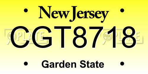 CGT8718 New Jersey License Plate