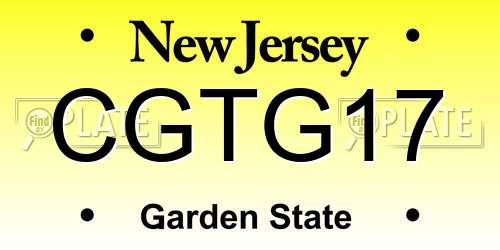 CGTG17 New Jersey License Plate