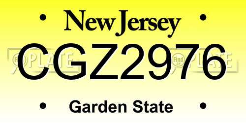 CGZ2976 New Jersey License Plate