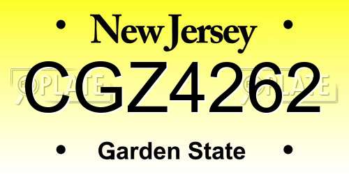 CGZ4262 New Jersey License Plate