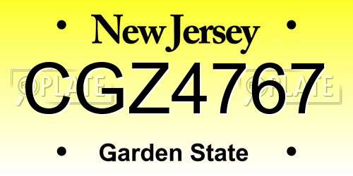 CGZ4767 New Jersey License Plate