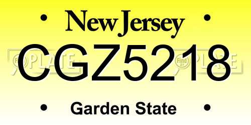 CGZ5218 New Jersey License Plate