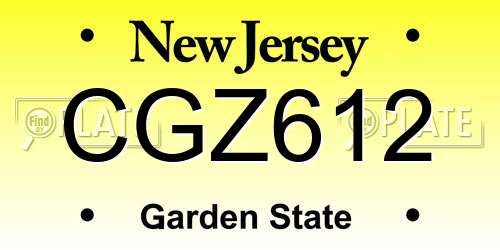 CGZ612 New Jersey License Plate