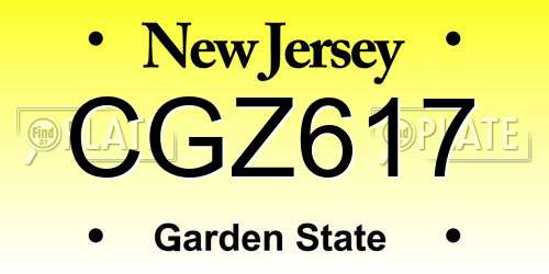 CGZ617 New Jersey License Plate