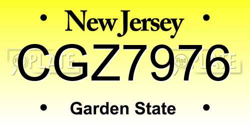 CGZ7976 New Jersey License Plate