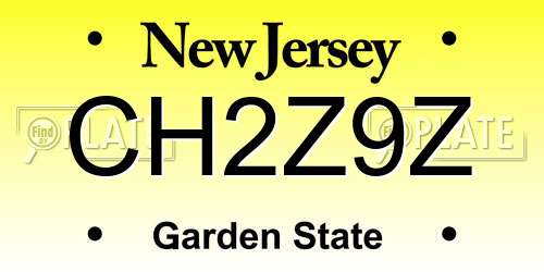 CH2Z9Z New Jersey License Plate