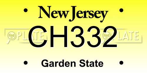 CH332 New Jersey License Plate