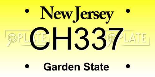CH337 New Jersey License Plate