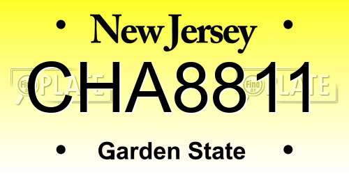 CHA8811 New Jersey License Plate