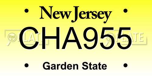 CHA955 New Jersey License Plate