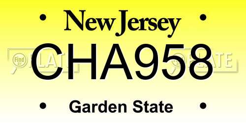 CHA958 New Jersey License Plate