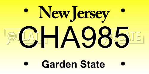 CHA985 New Jersey License Plate