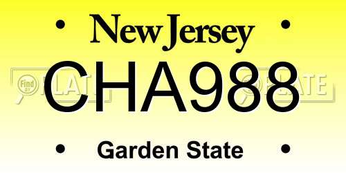 CHA988 New Jersey License Plate