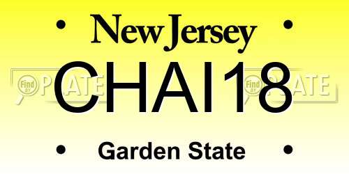CHAI18 New Jersey License Plate