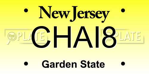 CHAI8 New Jersey License Plate