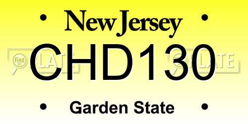 CHD130 New Jersey License Plate