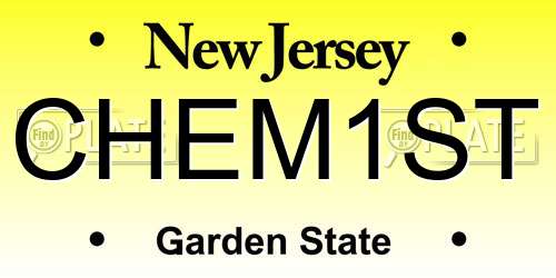CHEM1ST New Jersey License Plate