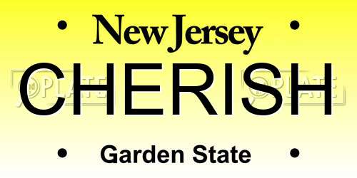 CHERISH New Jersey License Plate