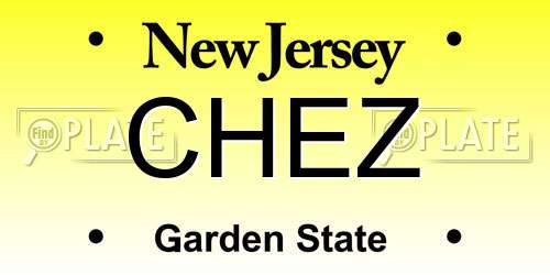CHEZ New Jersey License Plate