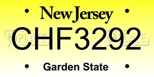 CHF3292 New Jersey License Plate
