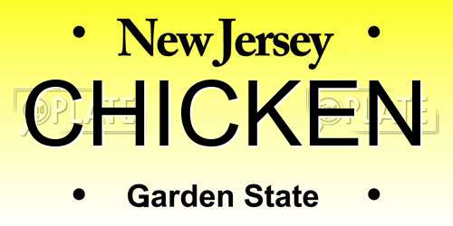CHICKEN New Jersey License Plate